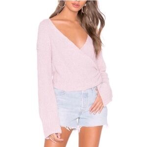 Free People Light Pink V-Neck Sweater